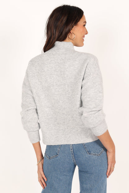 Brianna Mockneck Knit Sweater - Heather Grey