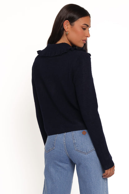 Carmello Frill Collar Cardigan - Navy