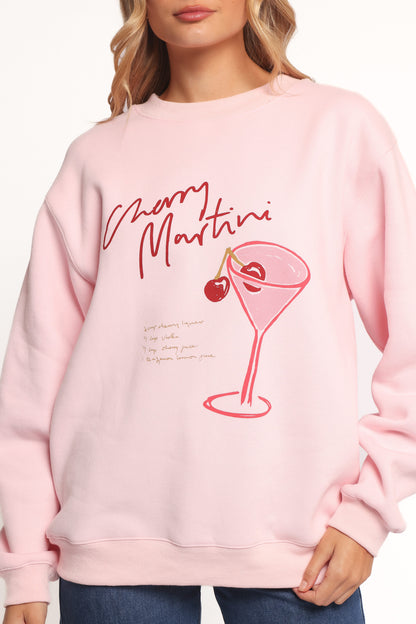 Cherry Martini Graphic Sweatshirt - Pink