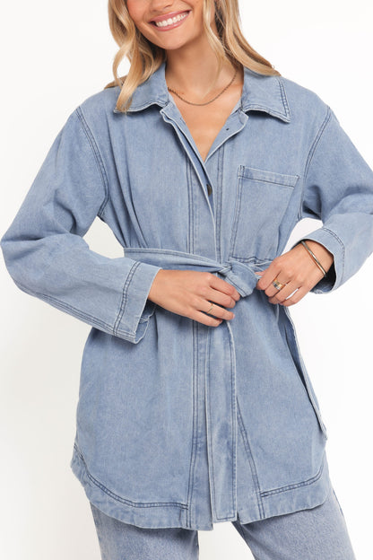 Donovan Denim Tie Jacket - Light Denim