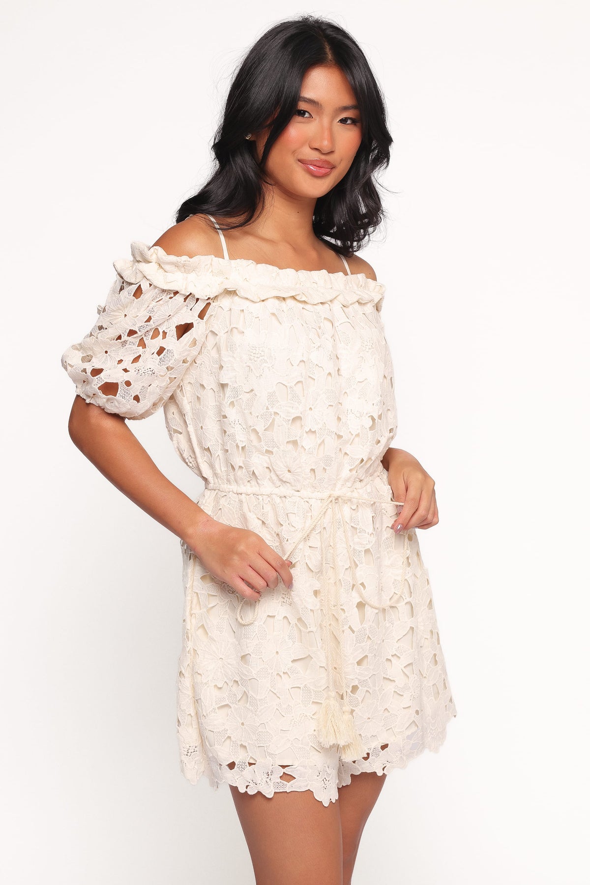 Athina Lace Romper - White