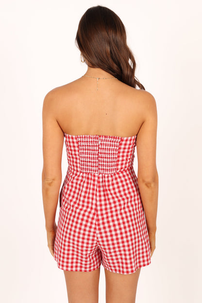 Bambi Bow Romper - Red/White