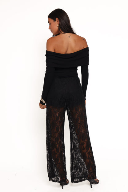 Alina Lace Pant Set - Black