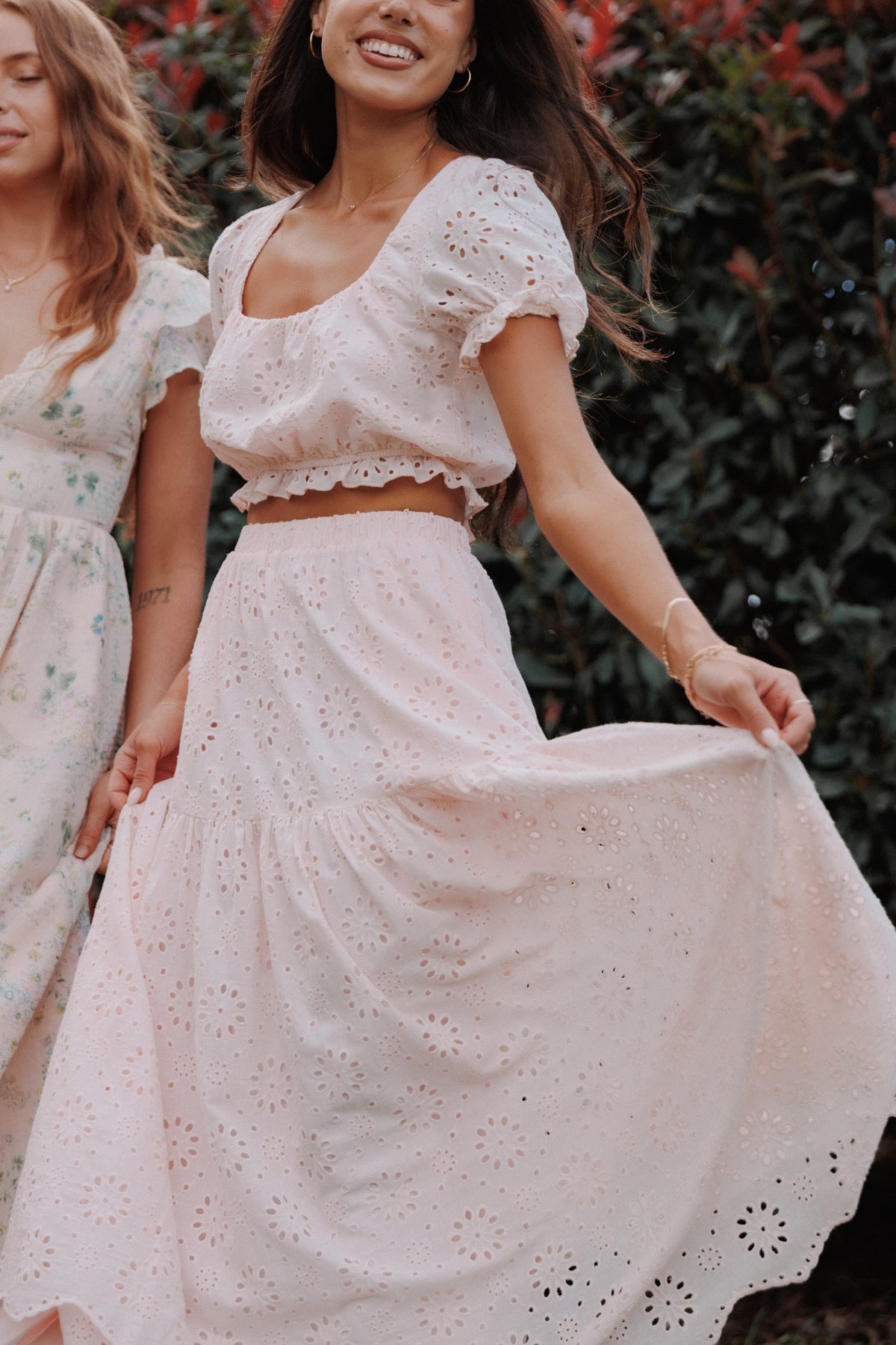 Angelina Skirt Set - Pink Broiderie