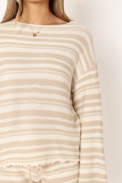 Christina Knit Set - Beige Stripe