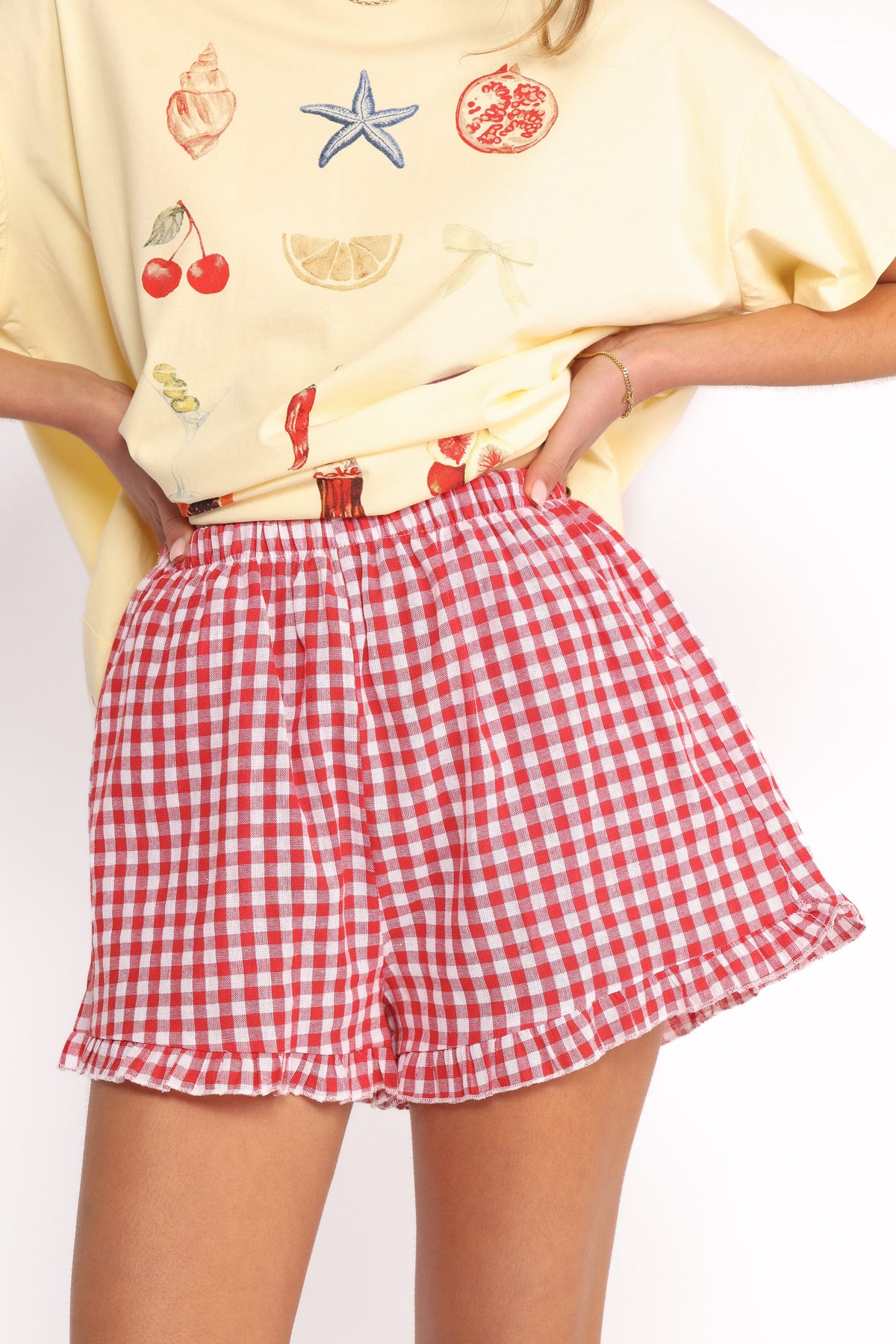 Daphne Short Set - Yellow Red Gingham
