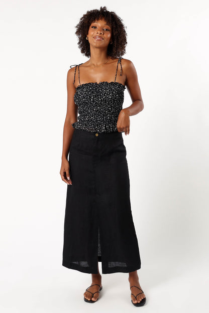 Allison Ruffle Top - Black Off White