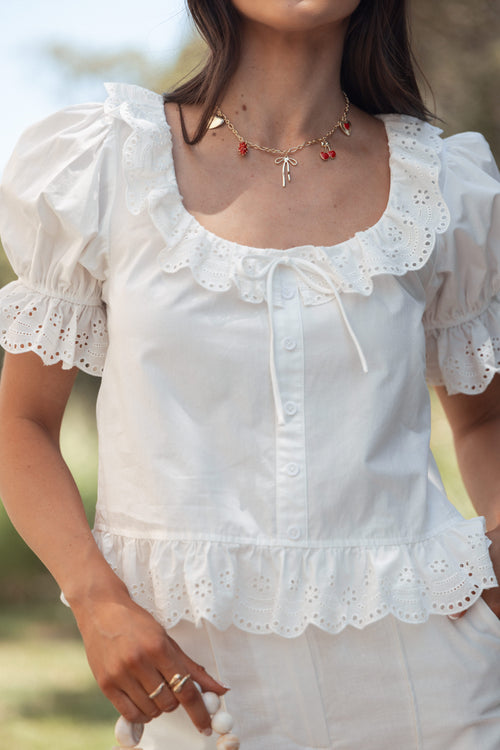 Anouk Button Through Top - White
