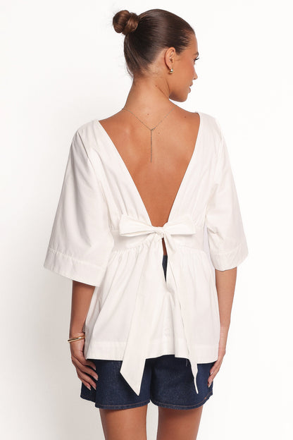 Camila Open Back Top - White