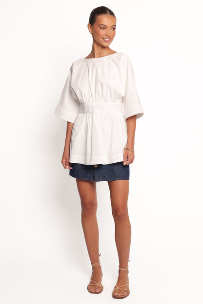Camila Open Back Top - White