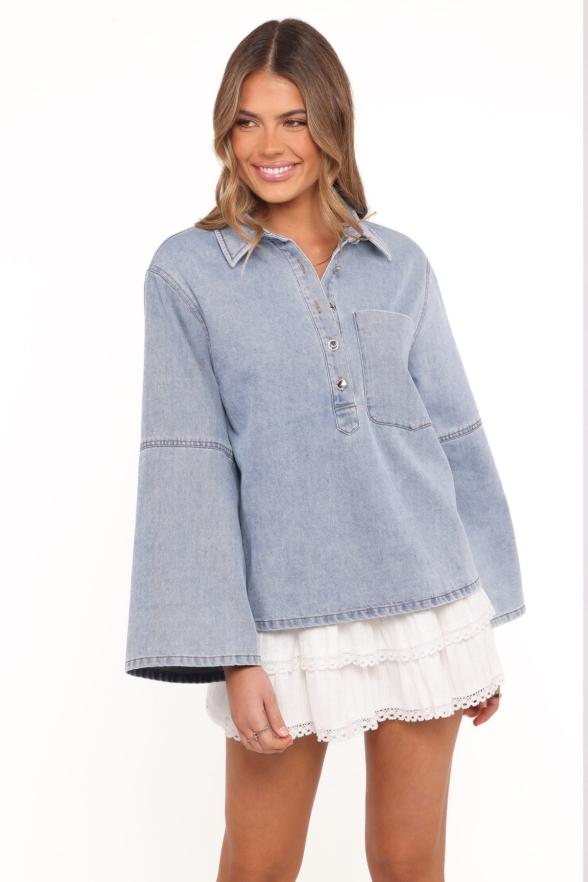 Celestia Denim Top - Light Wash