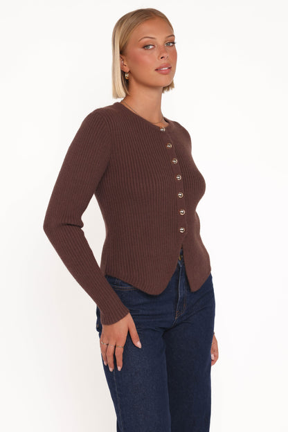 Circe Cardigan Top - Chocolate