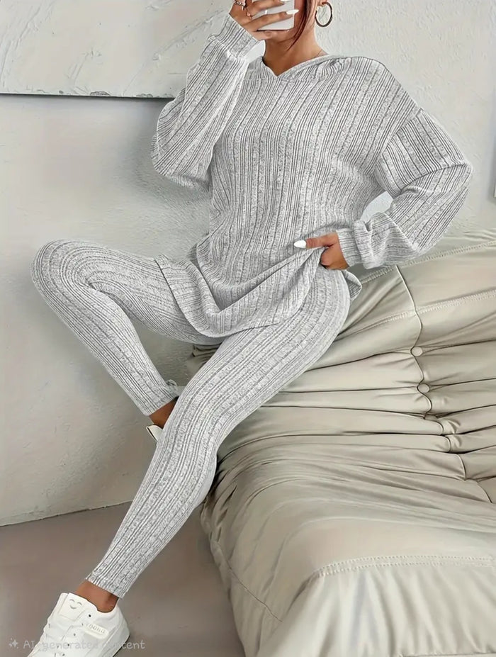 Plus Size Hooded long sleeve loungeset 🇨🇳