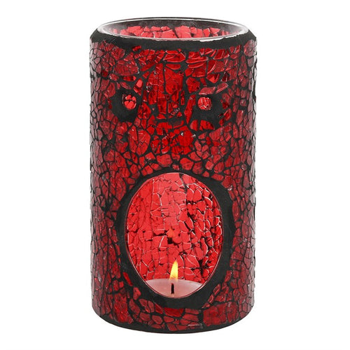 Red Pillar Crackle Glass Oil Burner and Wax Warmer 🇬🇧