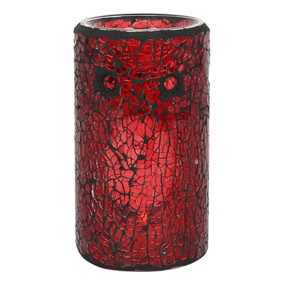Red Pillar Crackle Glass Oil Burner and Wax Warmer 🇬🇧