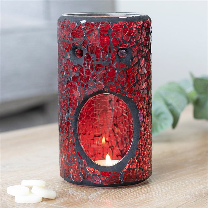 Red Pillar Crackle Glass Oil Burner and Wax Warmer 🇬🇧