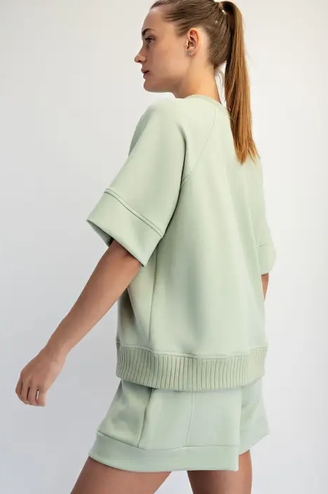 Ribbed Modal Pistachio Cream Top Activewear in at Wrapsody