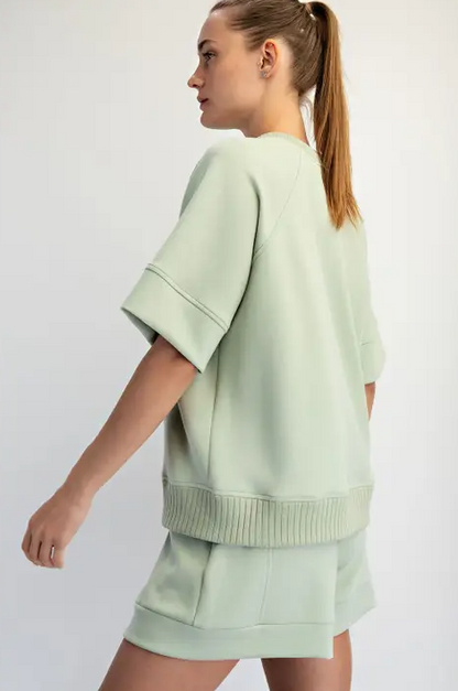 Ribbed Modal Pistachio Cream Top Activewear in at Wrapsody