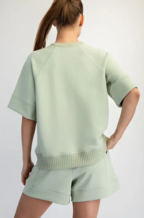 Ribbed Modal Pistachio Cream Top Activewear in at Wrapsody
