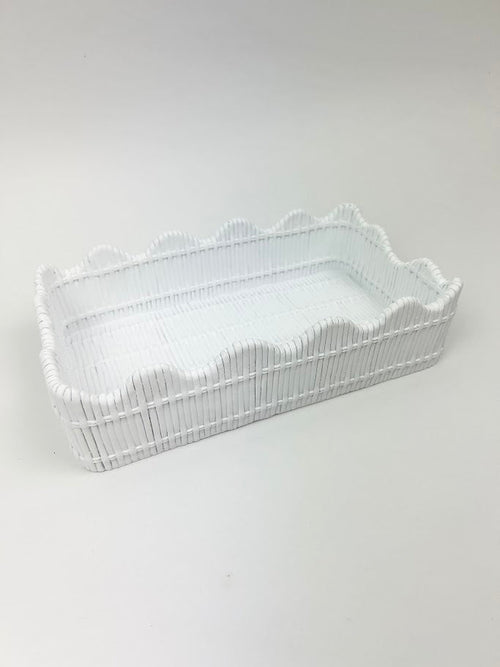 Scalloped White Napkin Holder Tabletop in at Wrapsody