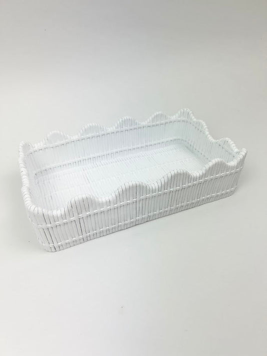 Scalloped White Napkin Holder Tabletop in at Wrapsody