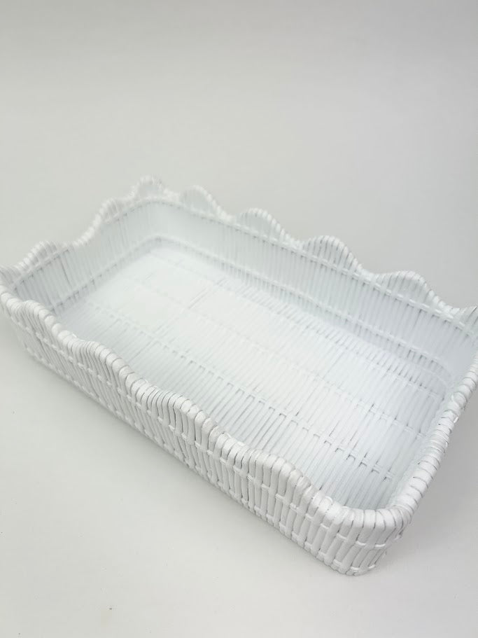 Scalloped White Napkin Holder Tabletop in at Wrapsody