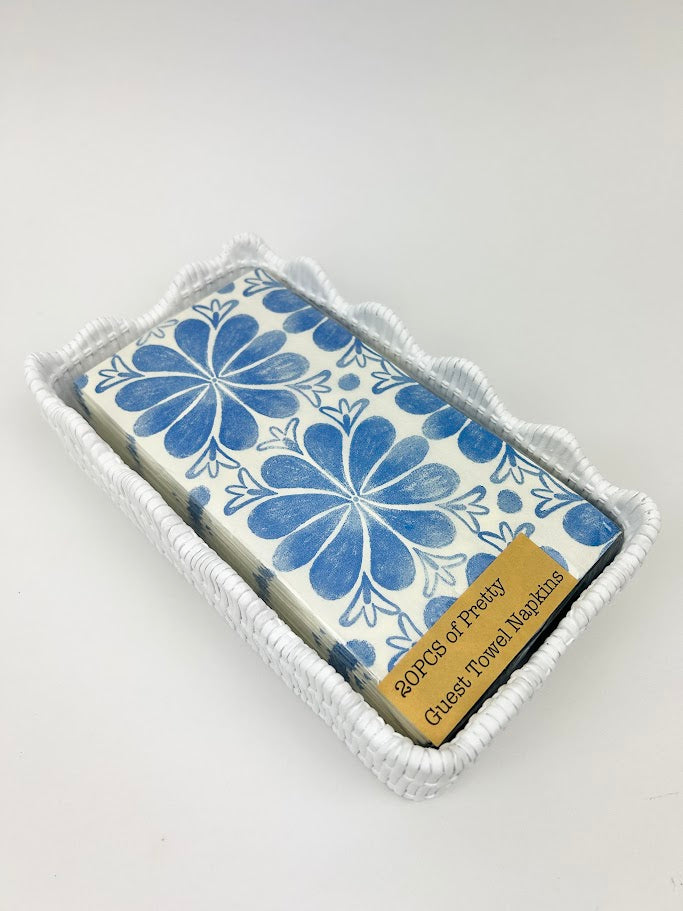 Scalloped White Napkin Holder Tabletop in at Wrapsody