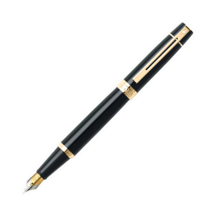 Sheaffer 300 Fountain Pen - Black with Gold Trim, Medium