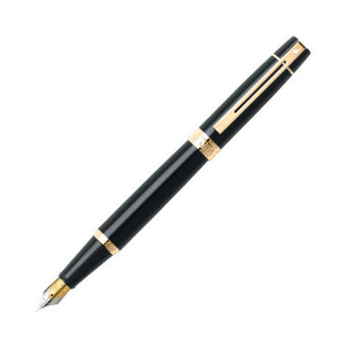 Sheaffer 300 Fountain Pen - Black with Gold Trim, Medium
