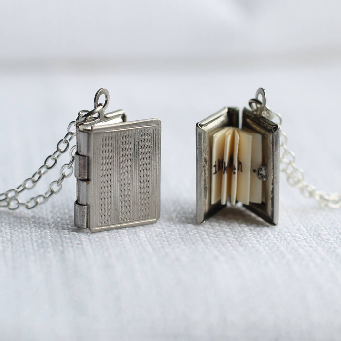 Silver Stripe Book Locket