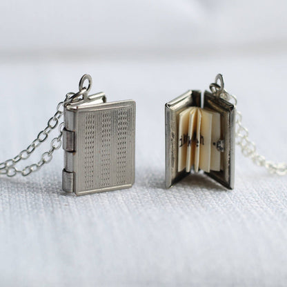 Silver Stripe Book Locket