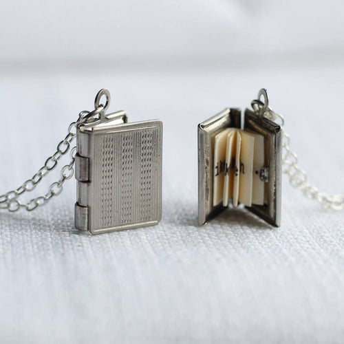 Silver Stripe Book Locket