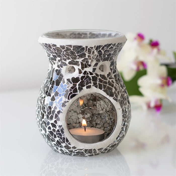 Small Gunmetal Grey Crackle Oil Burner and Wax Warmer 🇬🇧