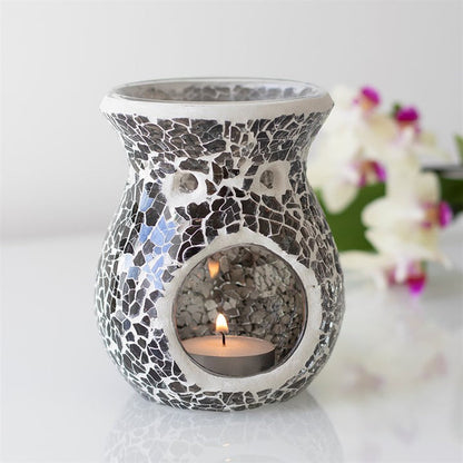 Small Gunmetal Grey Crackle Oil Burner and Wax Warmer 🇬🇧