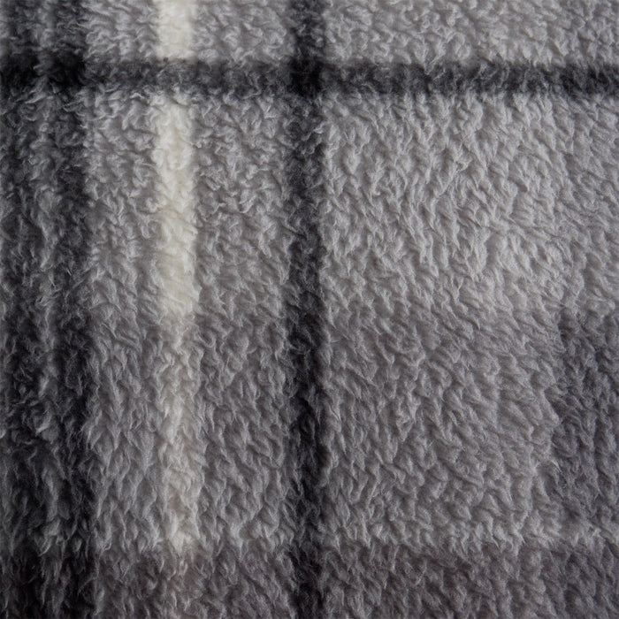 Tartan Check Print Teddy Dressing Gown, Adults - Charcoal 🇬🇧
