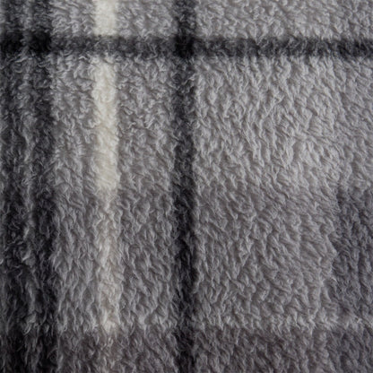 Tartan Check Print Teddy Dressing Gown, Adults - Charcoal 🇬🇧