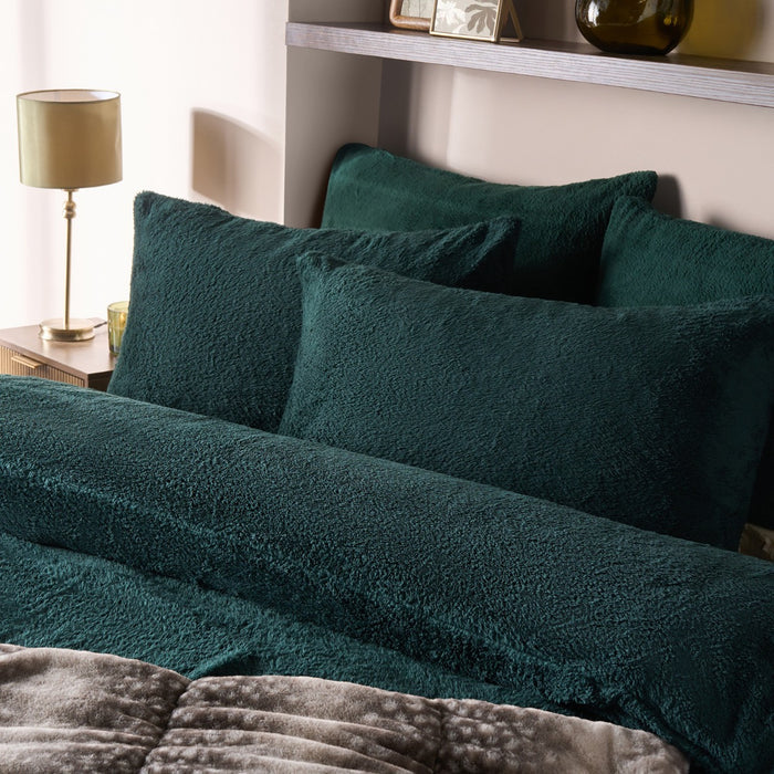 Teddy Fleece Duvet Cover Set - Forest Green 🇬🇧
