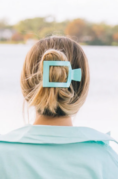 Teleties Flat Clip Square Large - Totally Turquoise Hair Accessories in at Wrapsody