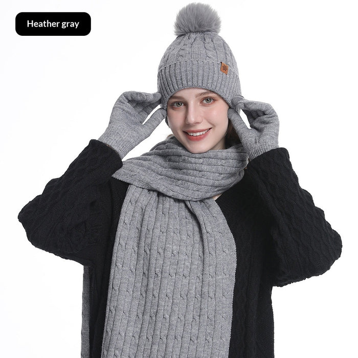 Women's Winter Warm Riding Ear Protection Knitted Hat Scarf Gloves 🇨🇳